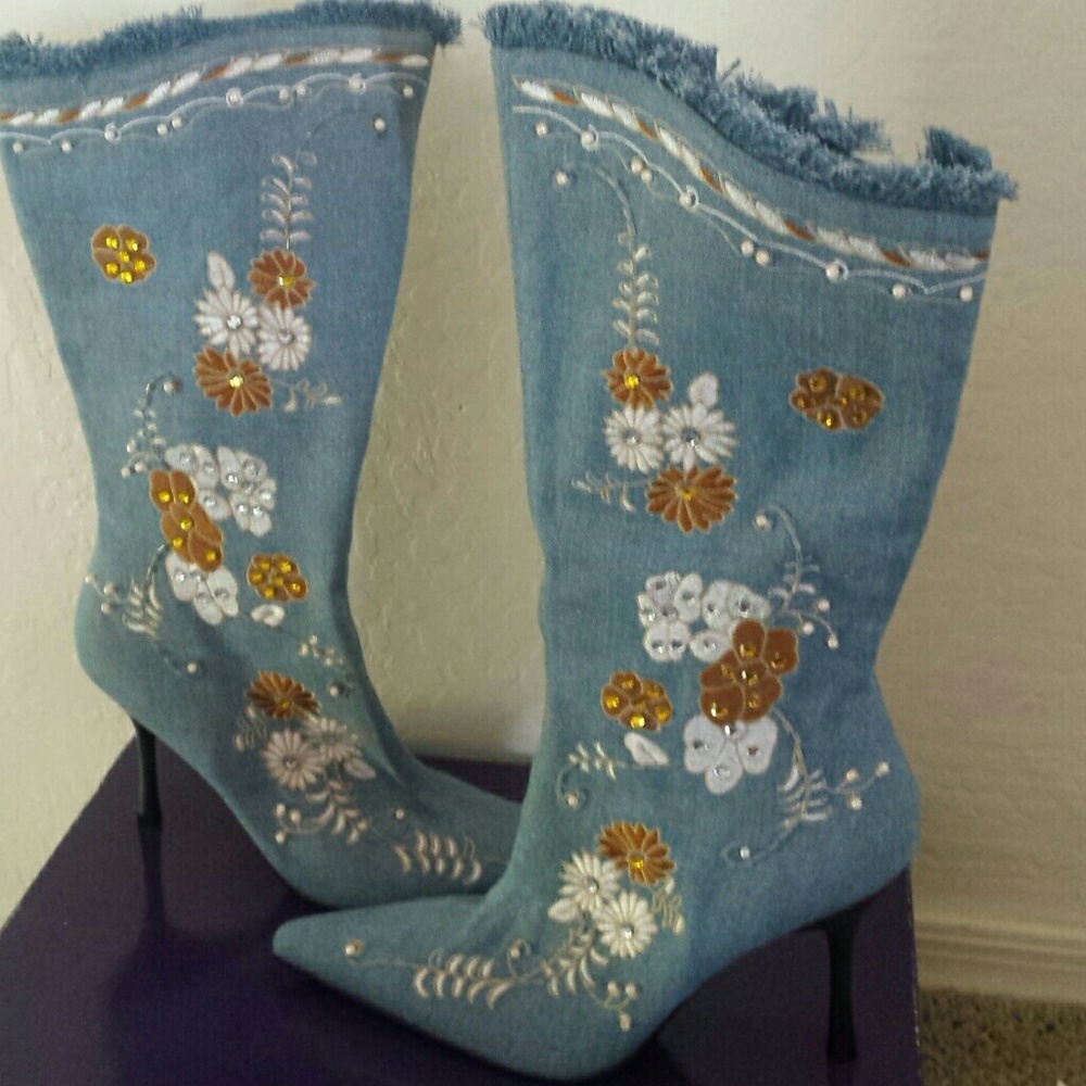 Light Denim Bedazzled Boot